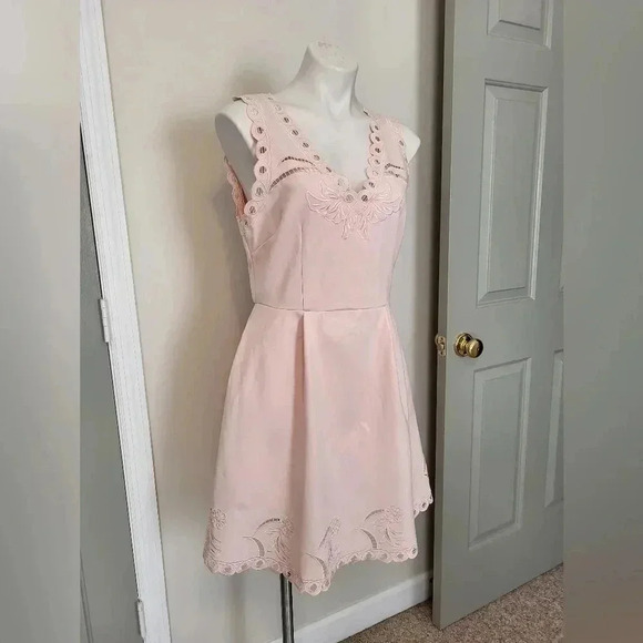 Ted Baker EMALISE Embroidered Skater Eyelet Lace Cutout Babydoll Dress(4)USA(10) - Picture 2 of 16